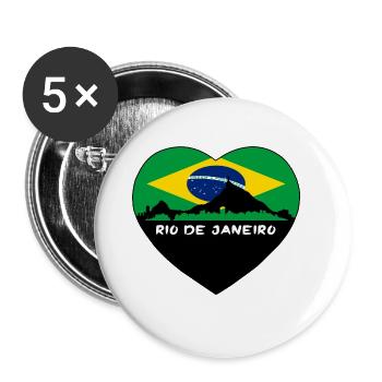 Rio De Janeiro Brésil Flag Skyline Souvenir de voyage - Lot de 5 grands badges (56 mm) - blanc - Devant