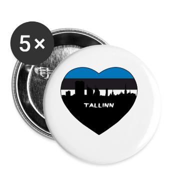 Tallinn Estonie Flag Skyline Souvenir de voyage - Lot de 5 grands badges (56 mm) - blanc - Devant