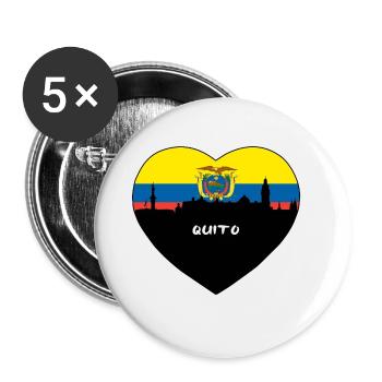 Quito Equador Flagge Skyline Reise Souvenir - Buttons groß 56 mm (5er Pack) - Weiß - Vorne