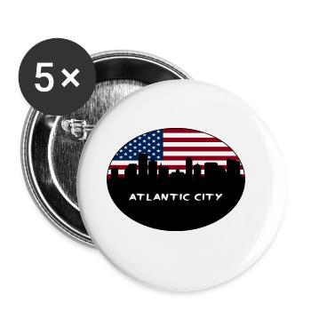 Atlantic City New Jersey États-Unis Flag Skyline Voyage S - Lot de 5 grands badges (56 mm) - blanc - Devant