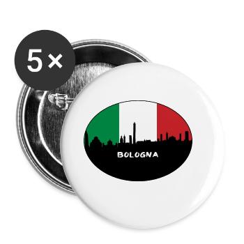 Bologne Italie Flag Skyline Souvenir de voyage - Lot de 5 grands badges (56 mm) - blanc - Devant