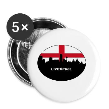 Liverpool Angleterre Flag Skyline Souvenir de voyage - Lot de 5 grands badges (56 mm) - blanc - Devant