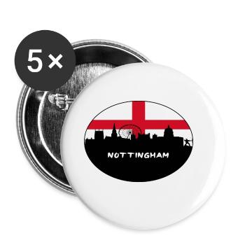 Nottingham England Flag Skyline Travel Souvenir - Buttons large 2.2''/56 mm (5-pack) - white - Front