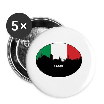 Bari Italien Flagge Skyline Reise Souvenir - Buttons groß 56 mm (5er Pack) - Weiß - Vorne