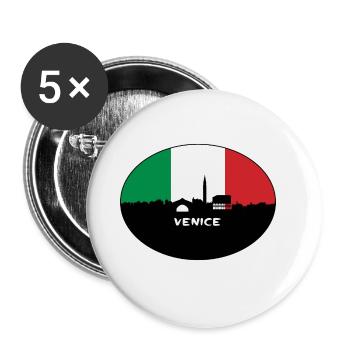Venice Italy Flag Skyline Travel Souvenir - Buttons large 2.2''/56 mm (5-pack) - white - Front