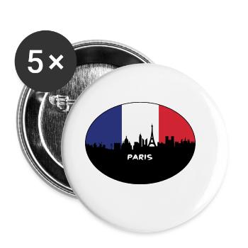 Paris France Flag Skyline Travel Souvenir - Buttons large 2.2''/56 mm (5-pack) - white - Front