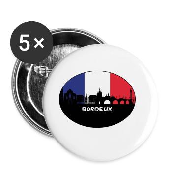 Bordeux France Flag Skyline Souvenir de voyage - Lot de 5 grands badges (56 mm) - blanc - Devant