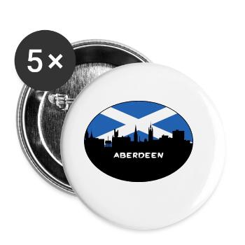 Aberdeen Schottland Flagge Skyline Reise Souvenir - Buttons groß 56 mm (5er Pack) - Weiß - Vorne