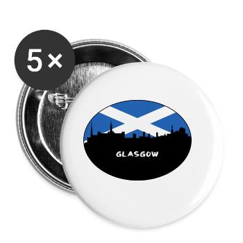 Glasgow Scotland Flag Skyline Souvenir de voyage - Lot de 5 grands badges (56 mm) - blanc - Devant
