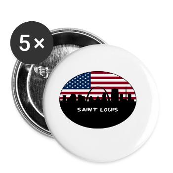 Saint Louis Missouri USA Flag Skyline Travel Souve - Buttons large 2.2''/56 mm (5-pack) - white - Front