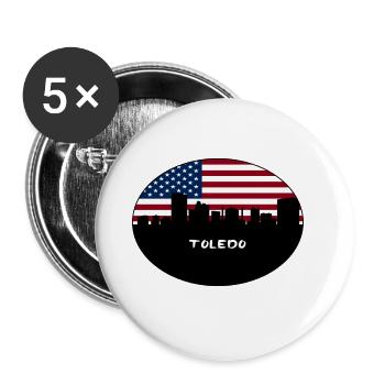 Toledo Ohio USA Flagge Skyline Reise Souvenir - Buttons groß 56 mm (5er Pack) - Weiß - Vorne