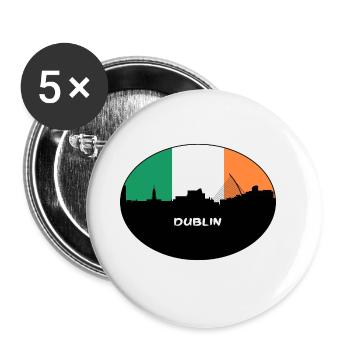 Dublin Irland Flagge Skyline Reise Souvenir - Buttons groß 56 mm (5er Pack) - Weiß - Vorne