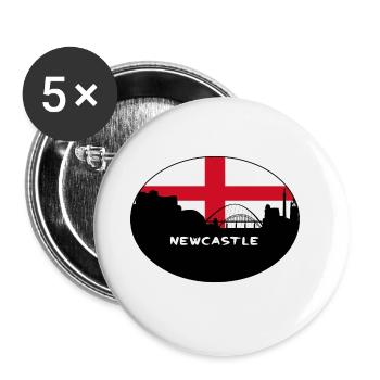 Newcastle England Flag Skyline Travel Souvenir - Buttons large 2.2''/56 mm (5-pack) - white - Front