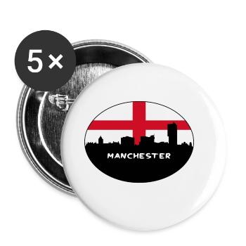 Manchester England Flag Skyline Travel Souvenir - Buttons large 2.2''/56 mm (5-pack) - white - Front