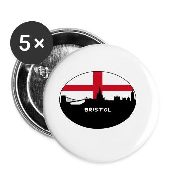 Bristol England Flagge Skyline Reise Souvenir - Buttons groß 56 mm (5er Pack) - Weiß - Vorne