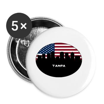 Tampa Florida USA Flagge Skyline Reise Souvenir - Buttons groß 56 mm (5er Pack) - Weiß - Vorne