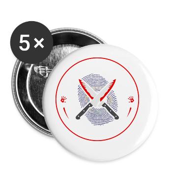 True Crime Club Kentucky, Murderino Murder Show - Lot de 5 grands badges (56 mm) - blanc - Devant