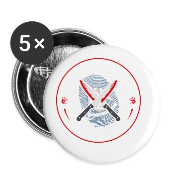 True Crime Club Louisiana, Murderino Murder Show - Lot de 5 grands badges (56 mm) - blanc - Devant