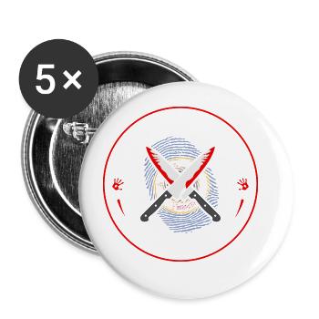 True Crime Club Minnesota, Murderino Murder Show - Buttons large 2.2''/56 mm (5-pack) - white - Front