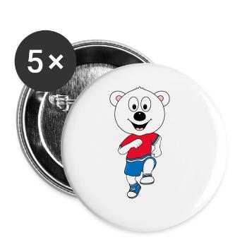 EISBÄR - LAUFEN - JOGGEN - SPORT - TIER - FUN - Buttons groß 56 mm (5er Pack) - Weiß - Vorne