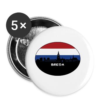 Breda Pays-Bas Flag Skyline Silhouette Voyage - Lot de 5 grands badges (56 mm) - blanc - Devant
