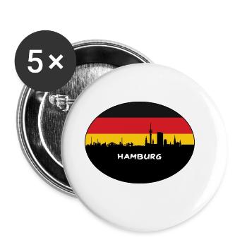 Hamburg Deutschland Flagge Skyline Silhouette Travel - Buttons groß 56 mm (5er Pack) - Weiß - Vorne