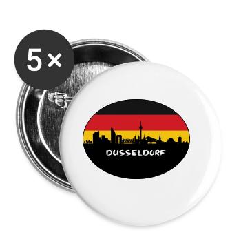 Düsseldorf Allemagne Flag Skyline Silhouette Voyage - Lot de 5 grands badges (56 mm) - blanc - Devant
