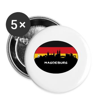 Magdeburg Deutschland Flagge Skyline Silhouette Reisen - Buttons groß 56 mm (5er Pack) - Weiß - Vorne