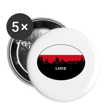 Lodz Pologne Flag Skyline Silhouette Voyage - Lot de 5 grands badges (56 mm) - blanc - Devant