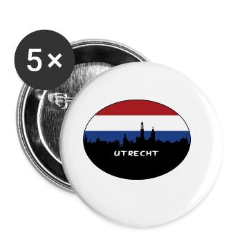 Utrecht Pays-Bas Flag Skyline Silhouette Voyage - Lot de 5 grands badges (56 mm) - blanc - Devant