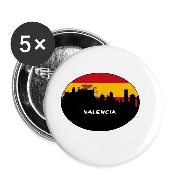 Valencia Spain Flag Skyline Silhouette Travel - Buttons large 2.2''/56 mm (5-pack) - white - Front