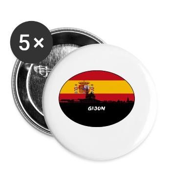 Gijon Spain Flag Skyline Silhouette Travel - Buttons large 2.2''/56 mm (5-pack) - white - Front