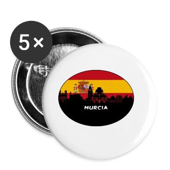 Murcia Spanien Flagge Skyline Silhouette Reisen - Buttons groß 56 mm (5er Pack) - Weiß - Vorne