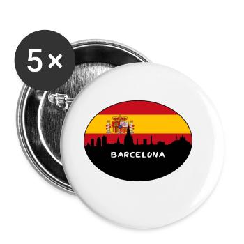 Barcelona Spain Flag Skyline Silhouette Travel - Buttons large 2.2''/56 mm (5-pack) - white - Front