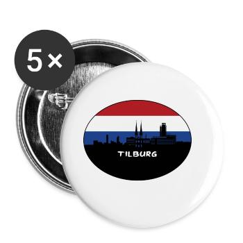 Tilburg Pays-Bas Drapeau Skyline Silhouette Travel - Lot de 5 grands badges (56 mm) - blanc - Devant