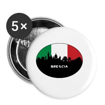Brescia Italie Flag Skyline Silhouette Voyage - Lot de 5 grands badges (56 mm) - blanc - Devant