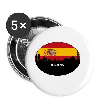 Bilbao Spain Flag Skyline Silhouette Travel - Buttons large 2.2''/56 mm (5-pack) - white - Front