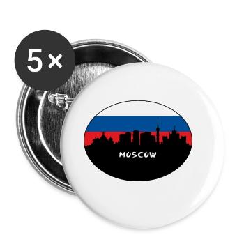 moscou, russie, drapeau, horizon, silhouette, voyage - Lot de 5 grands badges (56 mm) - blanc - Devant