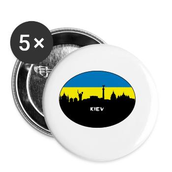 Kiew-Ukraine-Flaggen-Skyline-Schattenbild-Reise - Buttons groß 56 mm (5er Pack) - Weiß - Vorne