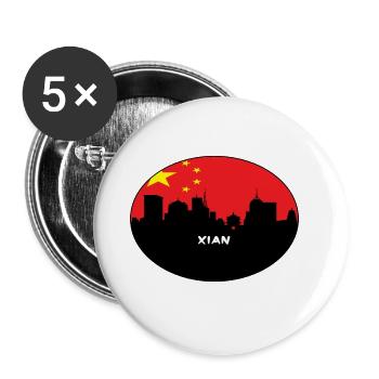 Xian Chine Drapeau Skyline Silhouette Travel - Lot de 5 grands badges (56 mm) - blanc - Devant