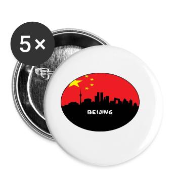 Peking-China-Flaggen-Skyline-Schattenbild-Reise - Buttons groß 56 mm (5er Pack) - Weiß - Vorne
