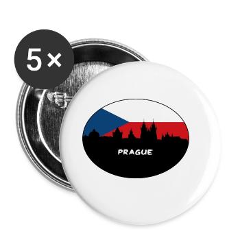 Prag Tschechien Flagge Skyline Silhouette Reisen - Buttons groß 56 mm (5er Pack) - Weiß - Vorne