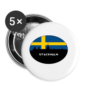 Stockholm-Schweden-Flaggen-Skyline-Schattenbild-Reise - Buttons groß 56 mm (5er Pack) - Weiß - Vorne