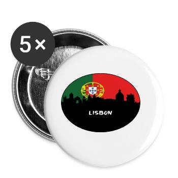 Lisbon Portugal Flag Skyline Silhouette Travel - Buttons large 2.2''/56 mm (5-pack) - white - Front