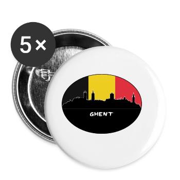 Ghent Belgium Flag Skyline Silhouette Travel - Buttons large 2.2''/56 mm (5-pack) - white - Front