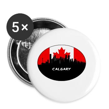Drapeau Canada Calgary Skyline Voyage Silhouette - Lot de 5 grands badges (56 mm) - blanc - Devant