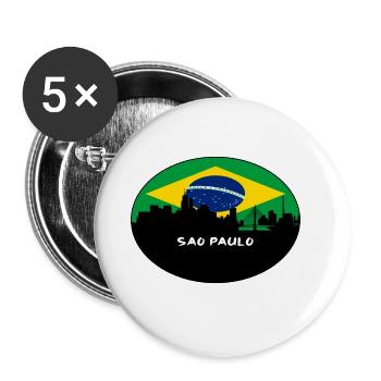 Sao Paulo Brazil Flag Skyline Silhouette Travel - Buttons large 2.2''/56 mm (5-pack) - white - Front