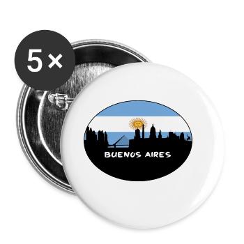 Buenos Aires Argentinien Flagge Skyline Silhouette Tra - Buttons groß 56 mm (5er Pack) - Weiß - Vorne