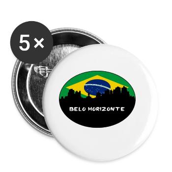 Belo Horizonte Brazil Flag Skyline Silhouette Trav - Buttons large 2.2''/56 mm (5-pack) - white - Front