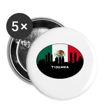 Tijuana Mexiko-Flaggen-Skyline-Schattenbild-Reise - Buttons groß 56 mm (5er Pack) - Weiß - Vorne